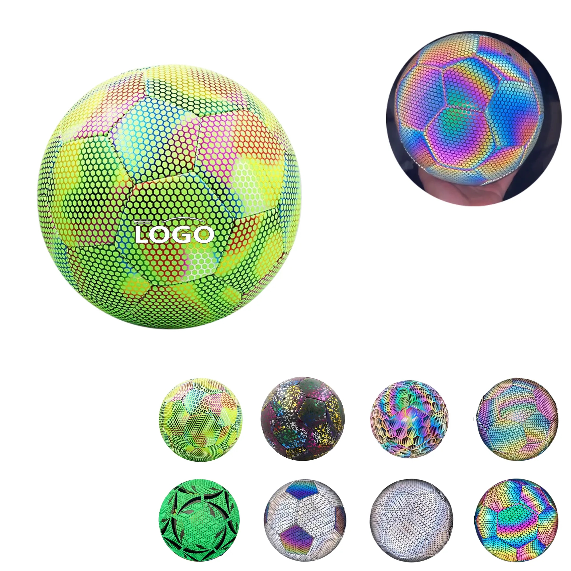 MOQ20 Reflective Glow Soccer Ball Size 5 or 4 12
