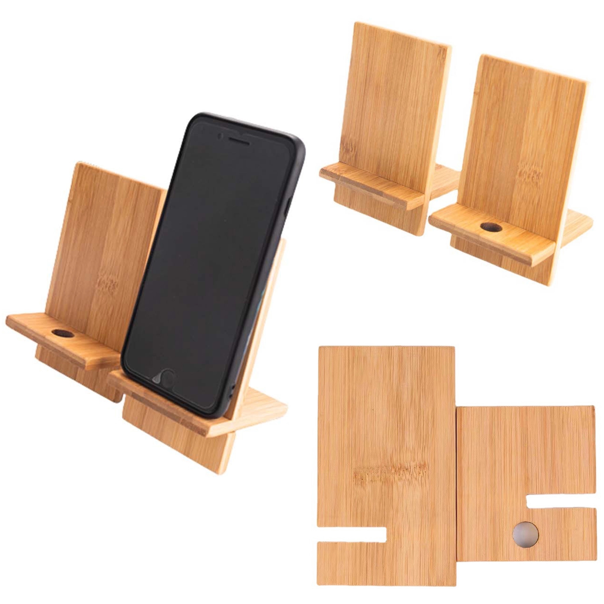 MOQ 50pcs Bamboo Mobile Phone Holder 3
