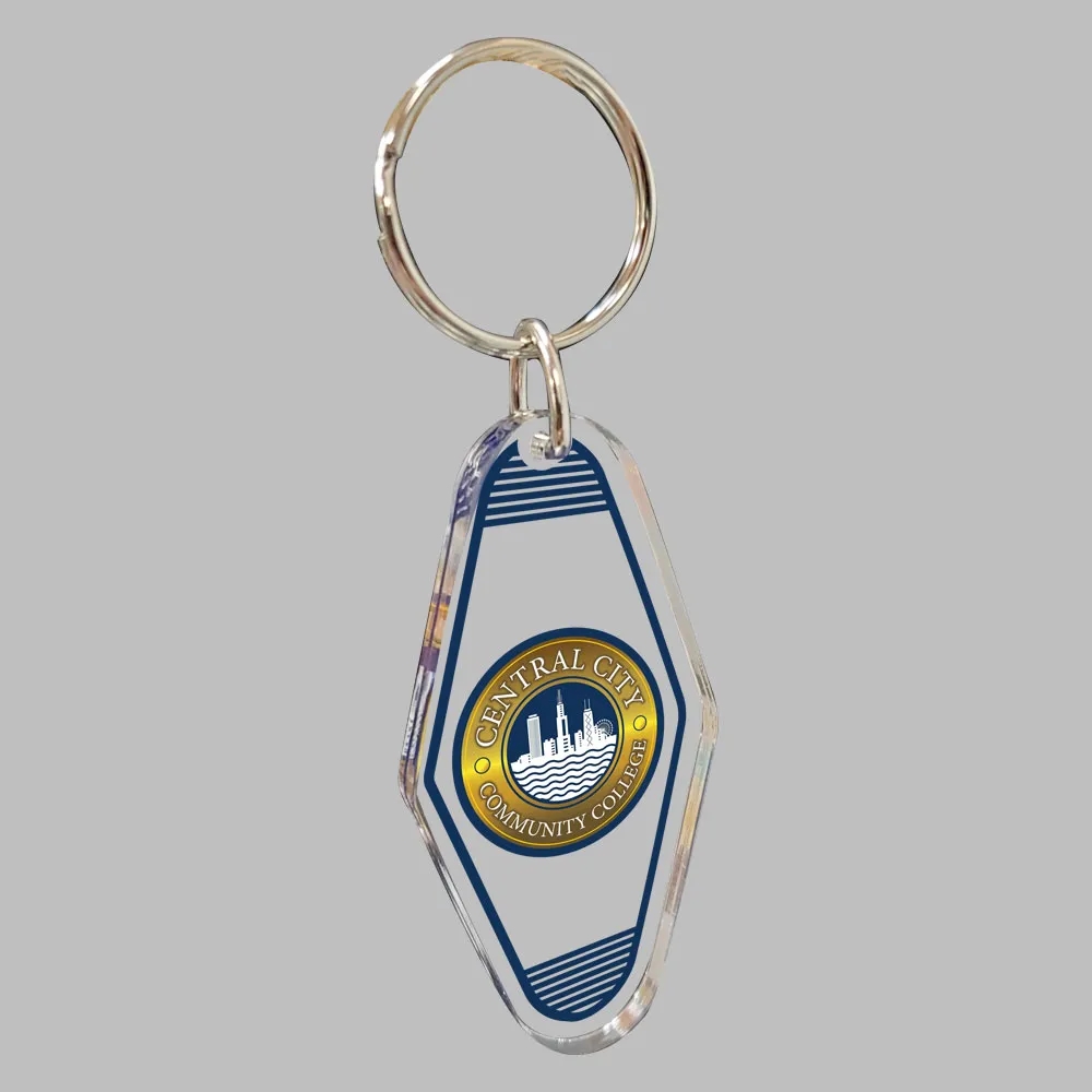 1/4" Vintage Clear Acrylic Motel/Hotel Key Chain 10