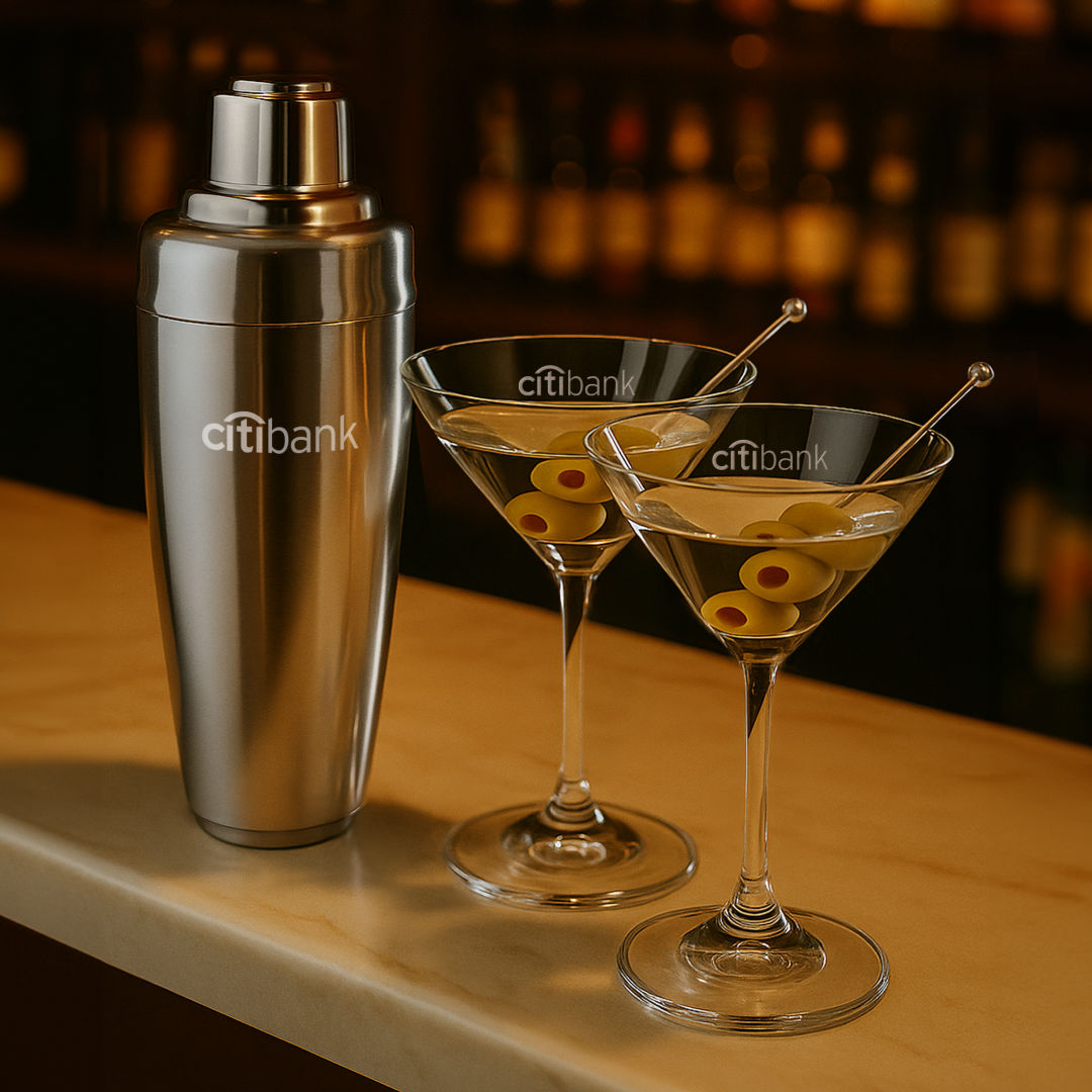 Pescara Shaker & Burlington Martini Set 4