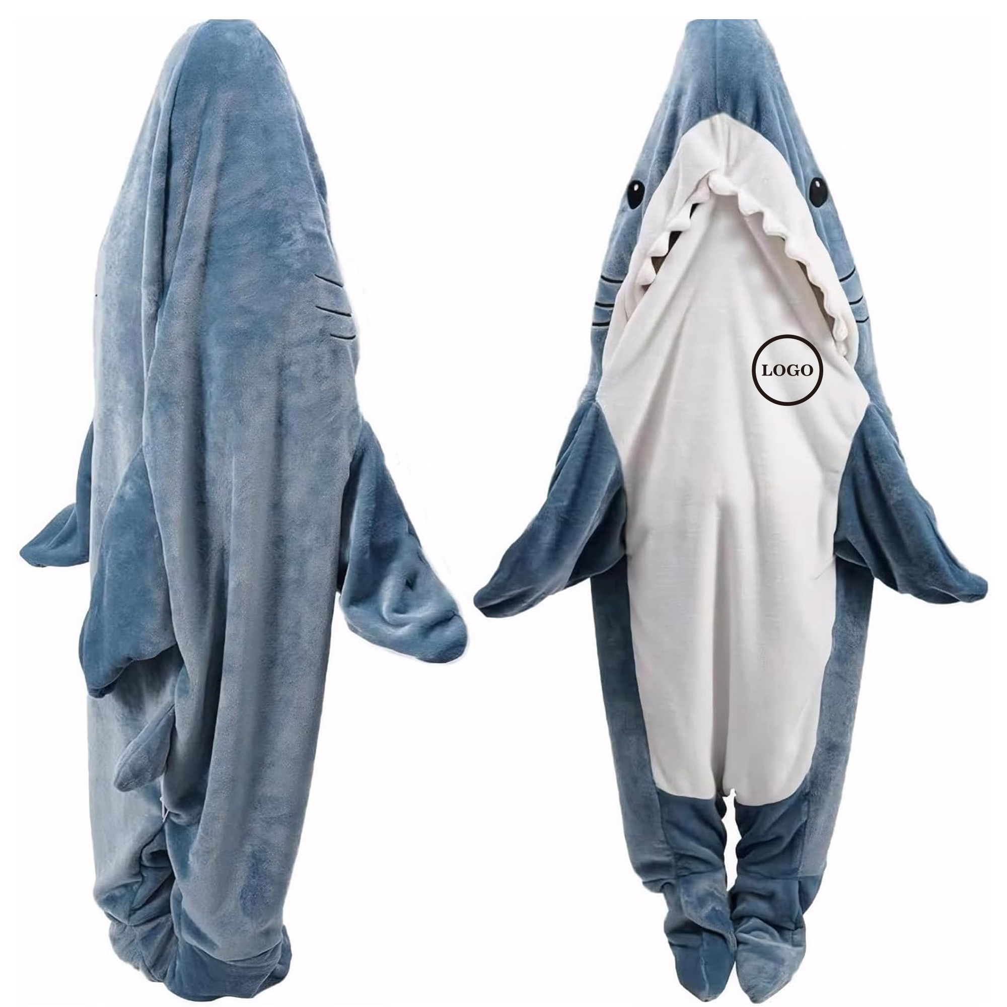 Cozy Shark Blanket Hoodie Cosplay Lounging Nightgown, custom hoodie or sweatshirt with logo imprint 3