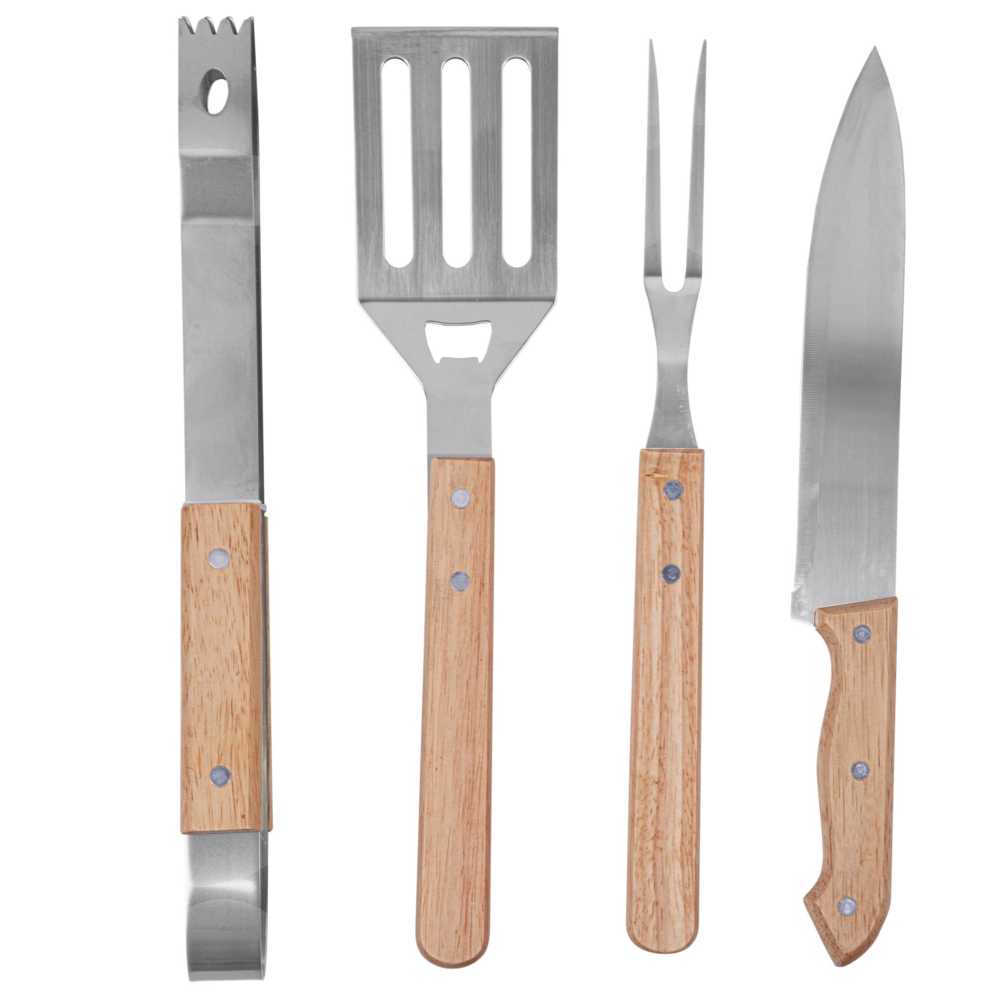 4-Piece Bamboo BBQ Grill Set with Polyester Carry Case 4