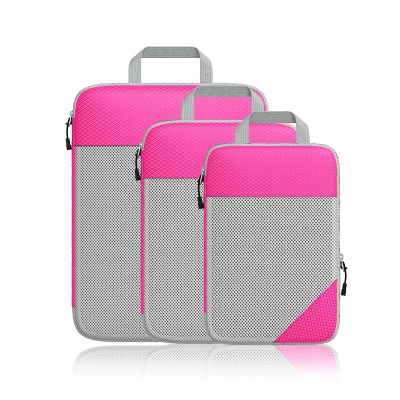 Set Of 3 Packing Cubes Foldable Storage Mesh Bag Organizer 16
