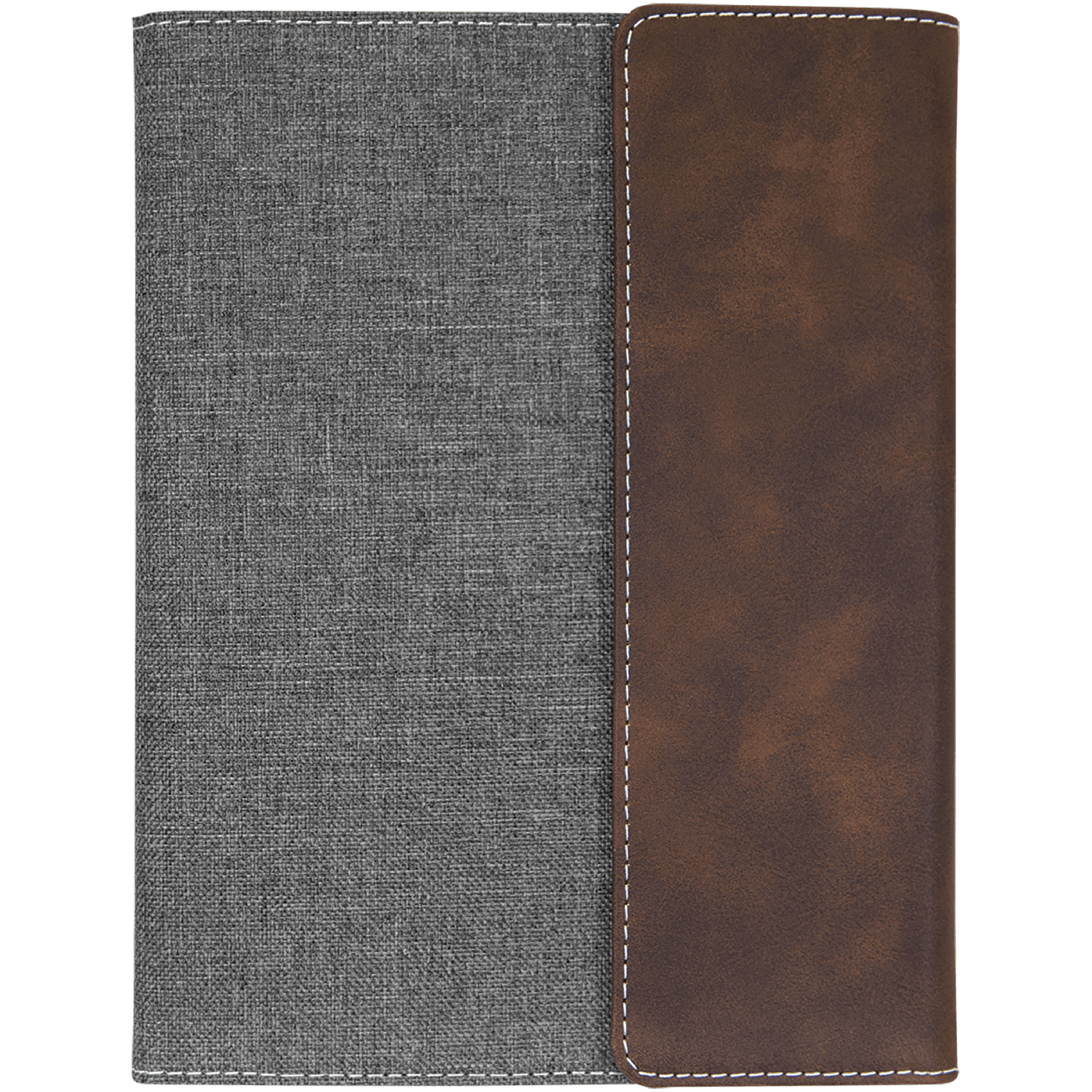 7" x 9" Rustic & Silver Leatherette & Gray Canvas Portfolio 9