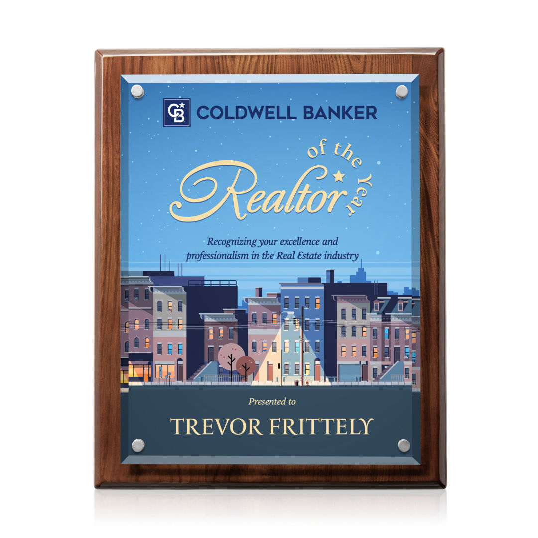 Caledon VividPrint™ Plaque - Walnut/Silver 12