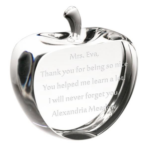 Engravable Crystal Apple Paperweight 5