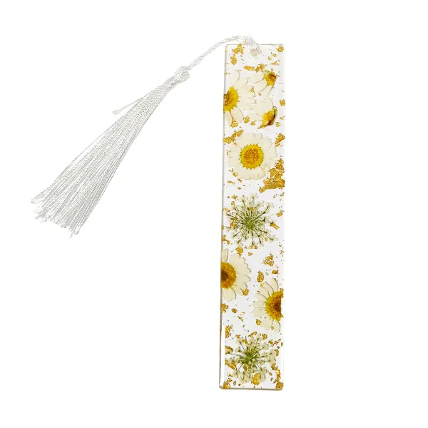 Pressed Flower Resin Bookmark with Tassel 1