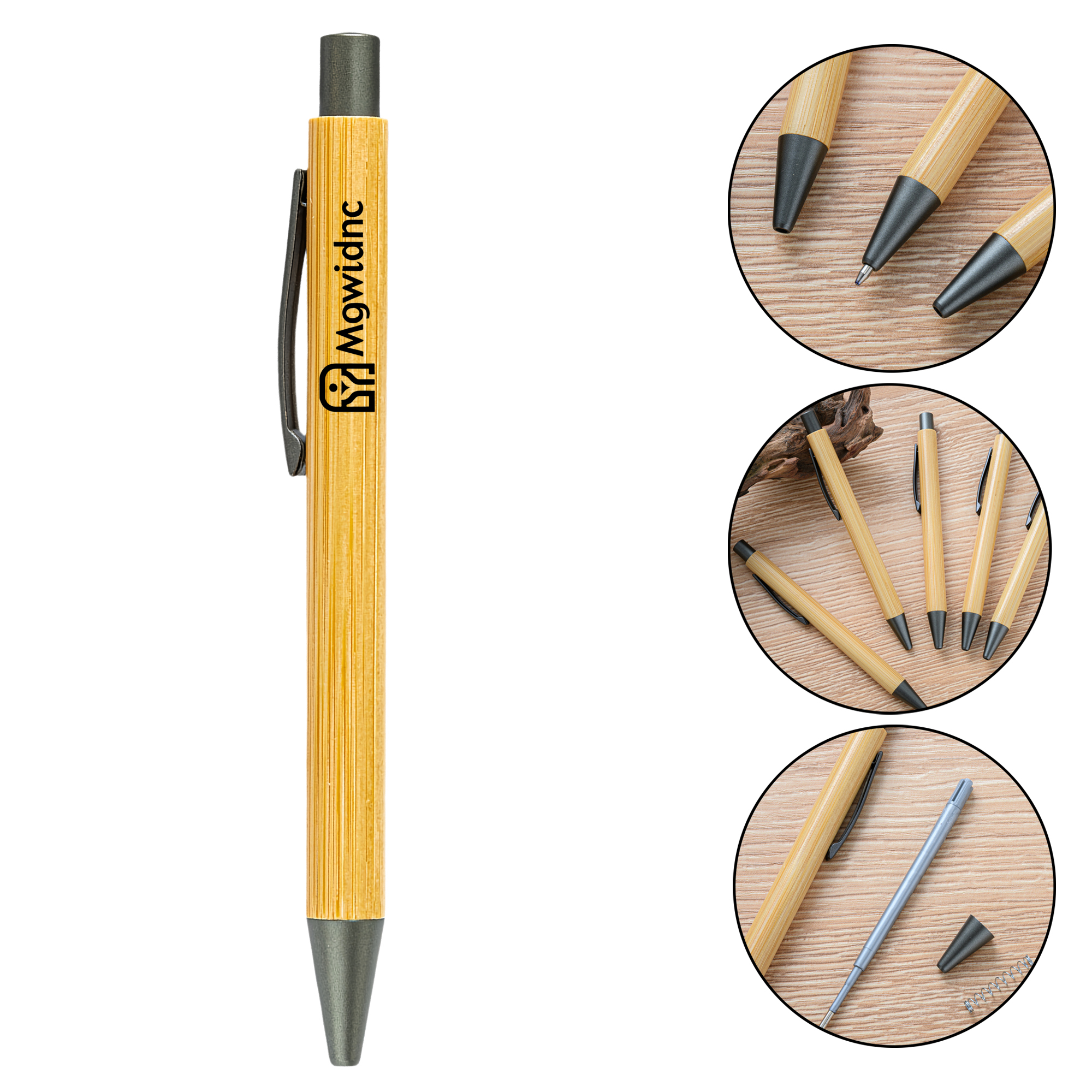 Bamboo Ballpoint Pen - Retractable Bamboo Wood Gift Pen with Smooth Writing