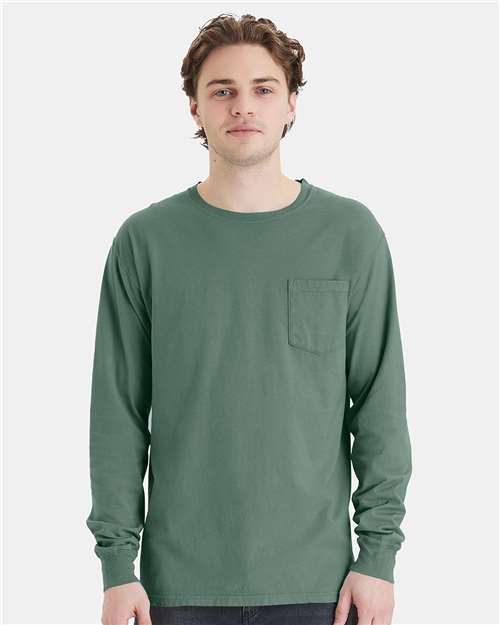 Unisex Garment-Dyed Long Sleeve T-Shirt With a Pocket - GDH250 15