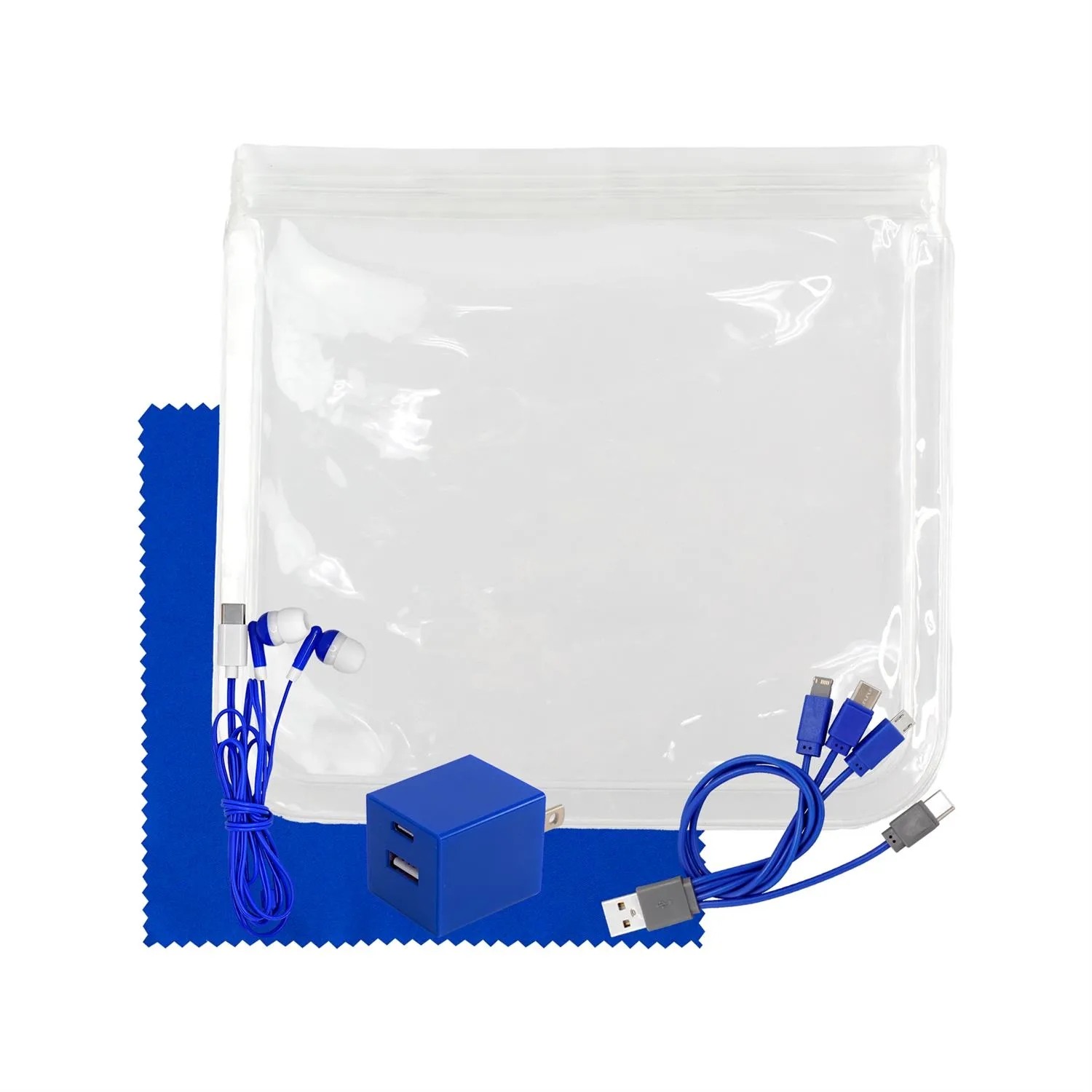 Clear Wall, Cable, Ear Bud & Cloth Set 7