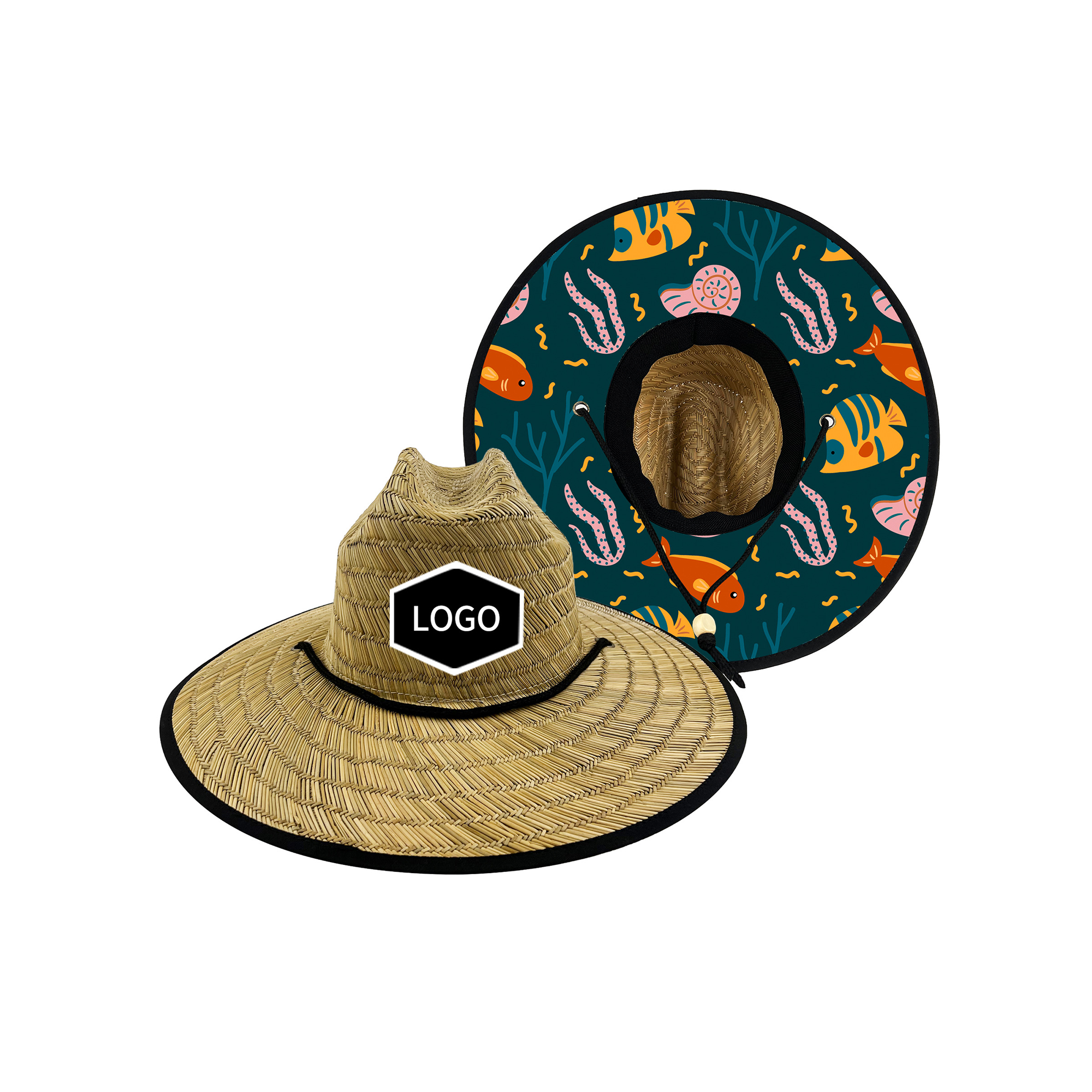 Lifeguard Sun Style Woven Grass Wide Brim 22" 5