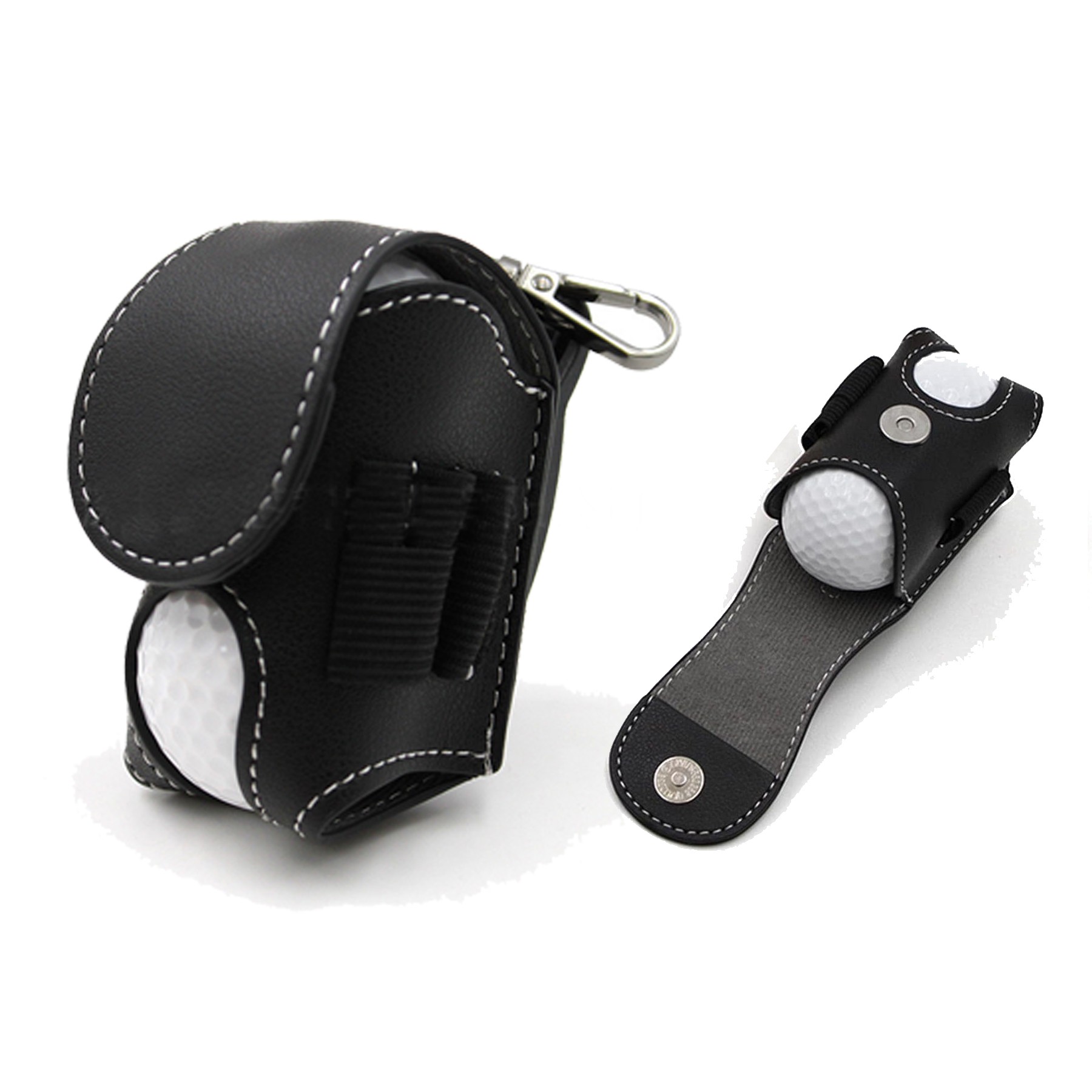 PU Leather Golf Ball Pouch Tee Holder Waist Bag 5