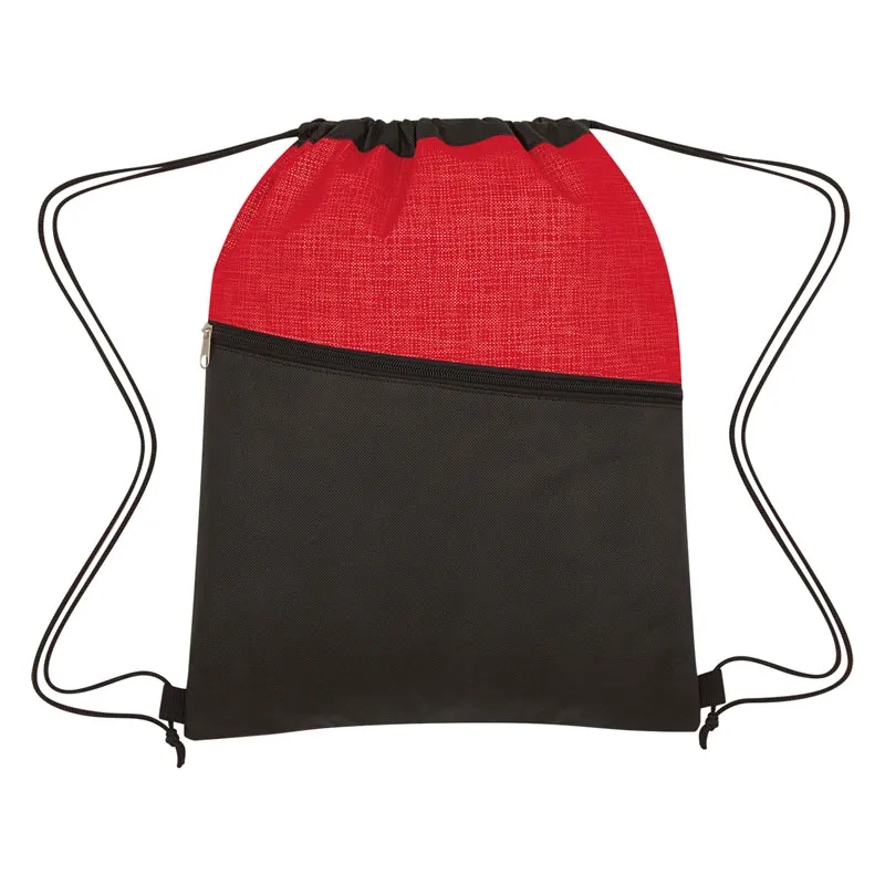 Crosshatch Two-Tone Non-Woven Drawstring Bag 6