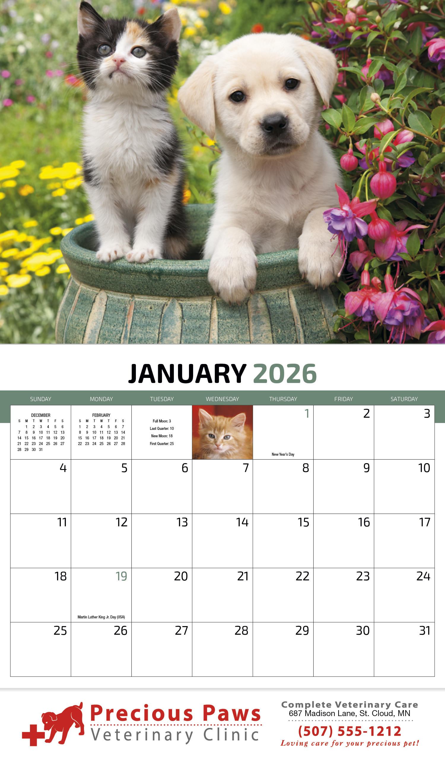 HotLine® Products Four Paws Appointment Calendar - Stapled 30