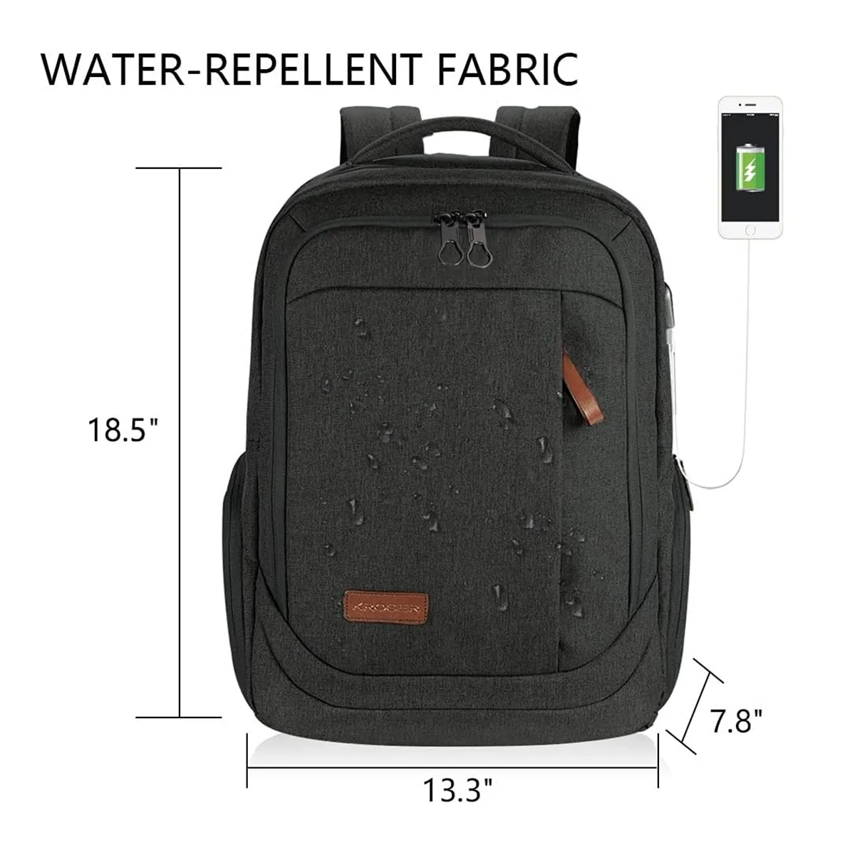 Large Business College Laptop Travel Backpack With USB Port 4