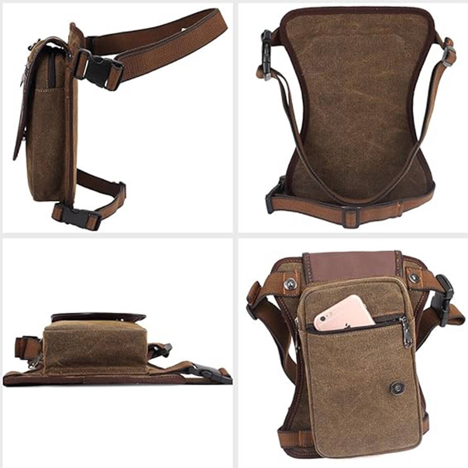 Vintage Canvas Shoulder Messenger Leather Patchwork Bag 3