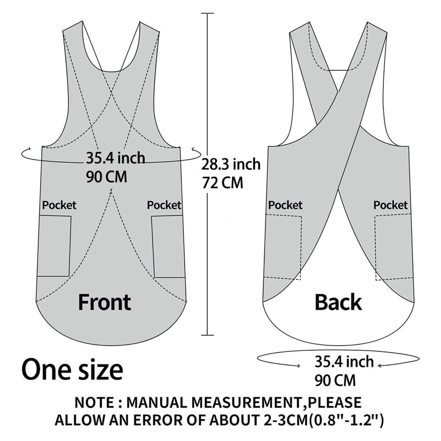Linen Cotton Apron Cross-Back Straps Dual Pockets 5