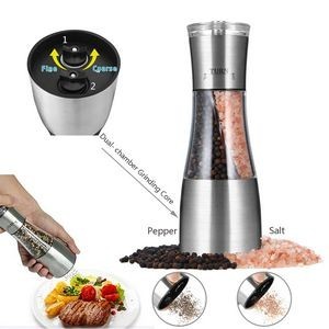 2 In 1 Manual Salt And Pepper Mill Grinder With Adjustable Grind Level 10