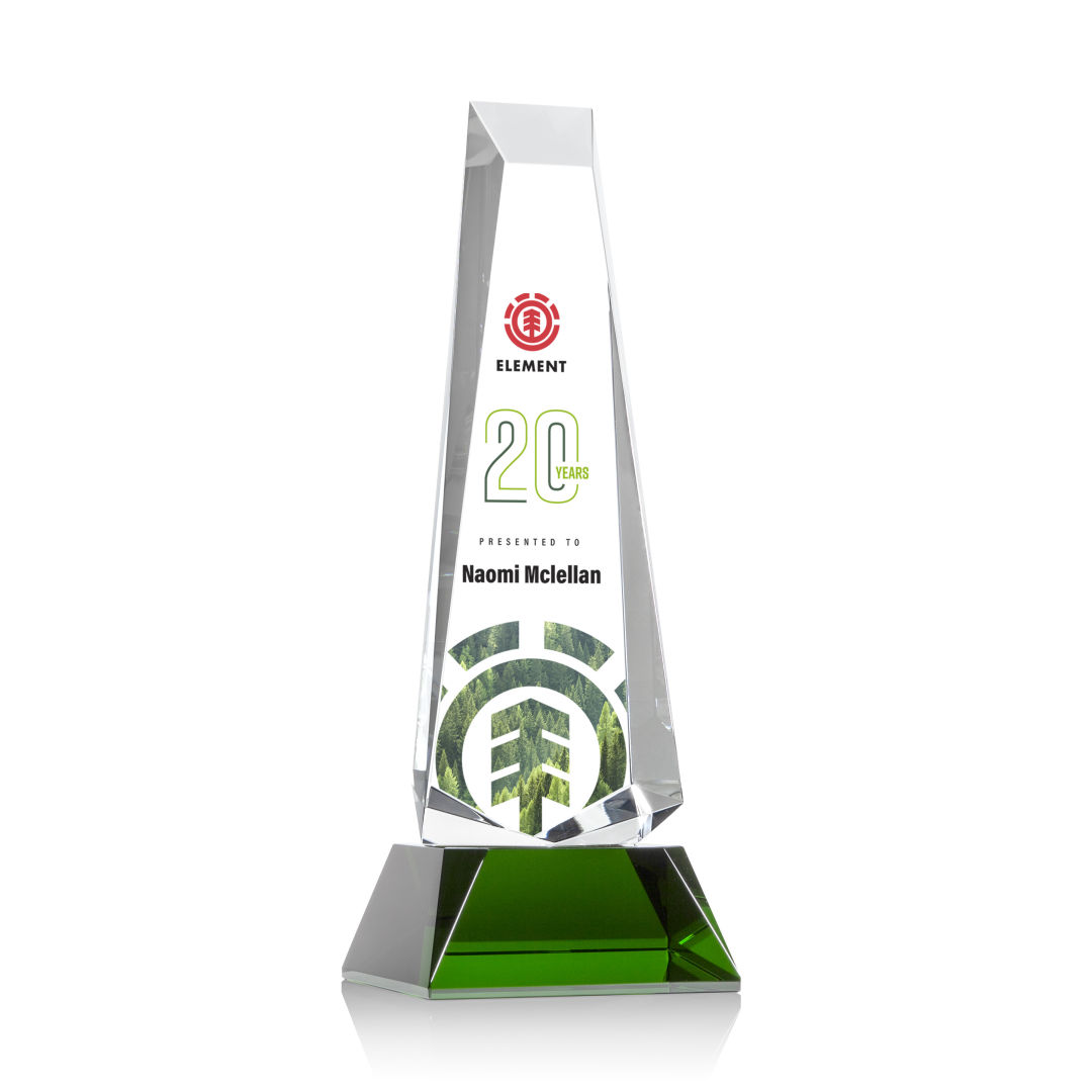 Rustern Obelisk VividPrint™ Award on Base - Green 2