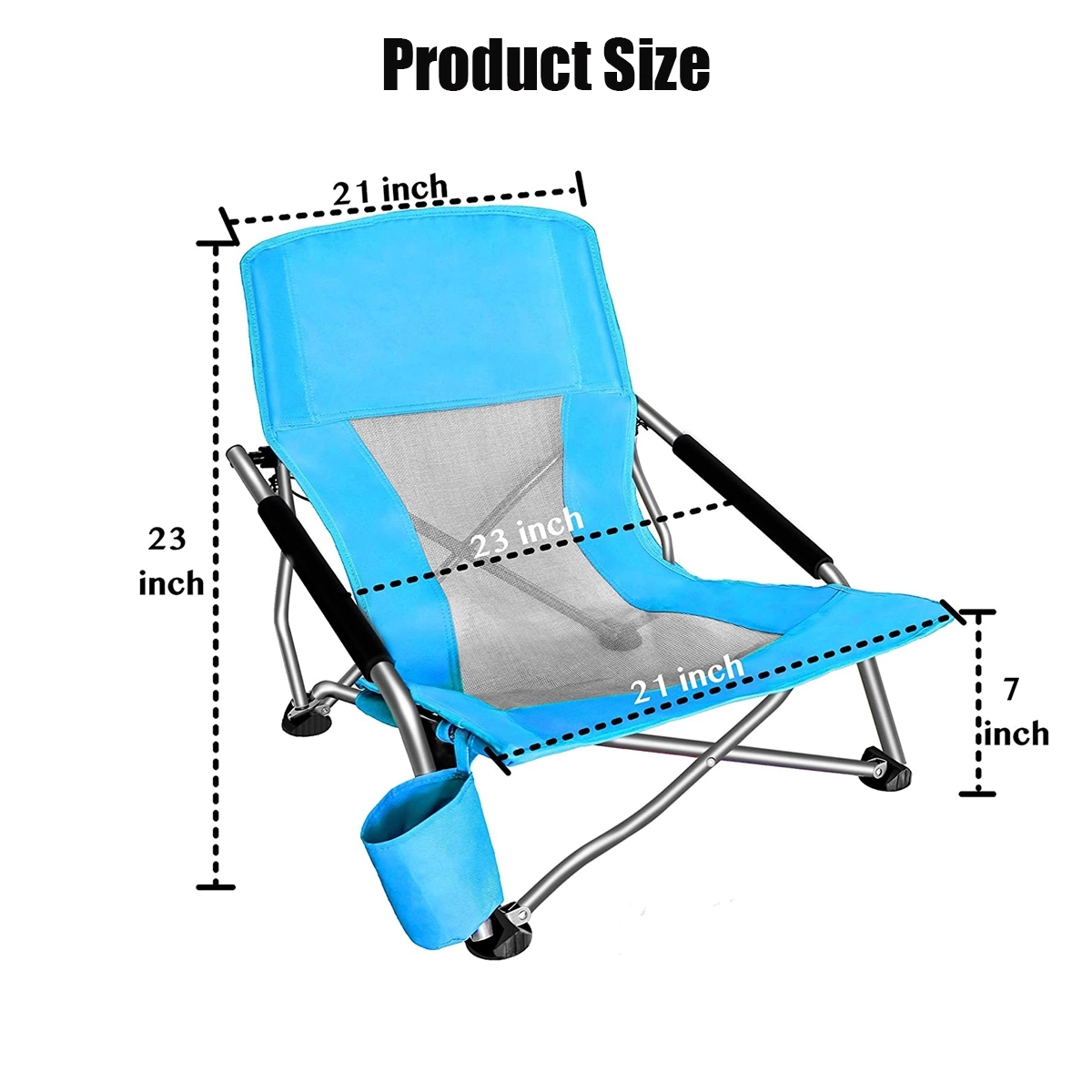 Low Beach Camping Folding Chai With Cup Holder & Carry Bag 3