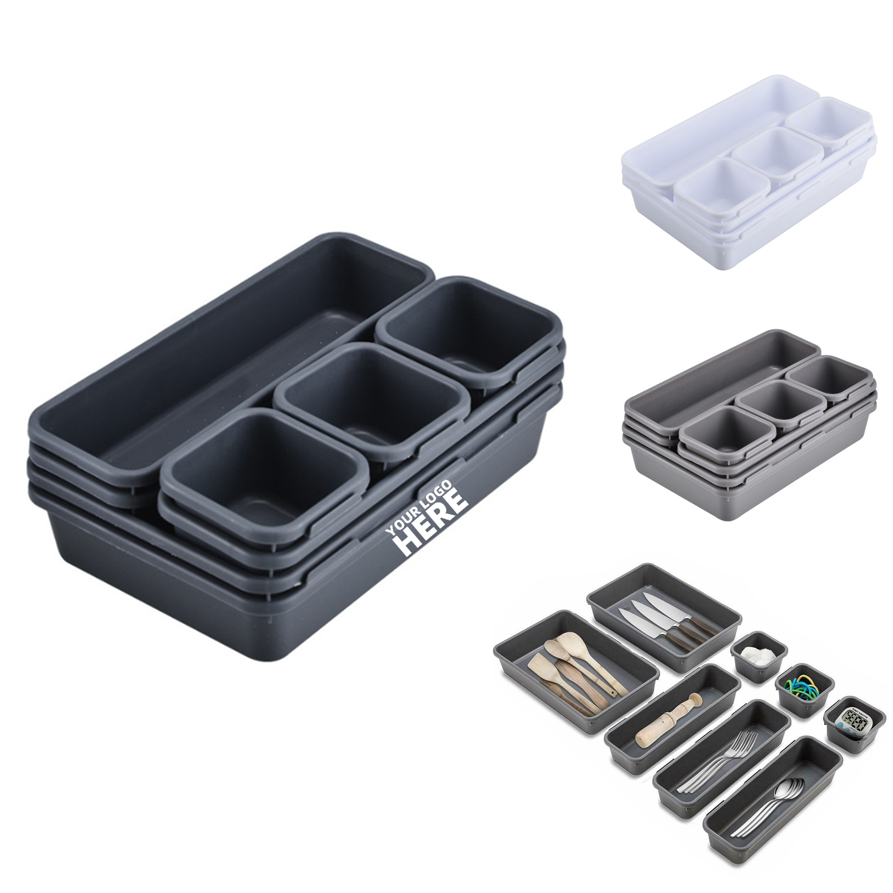 8Pcs Interlocking Desk Drawer Organizer Tray 2