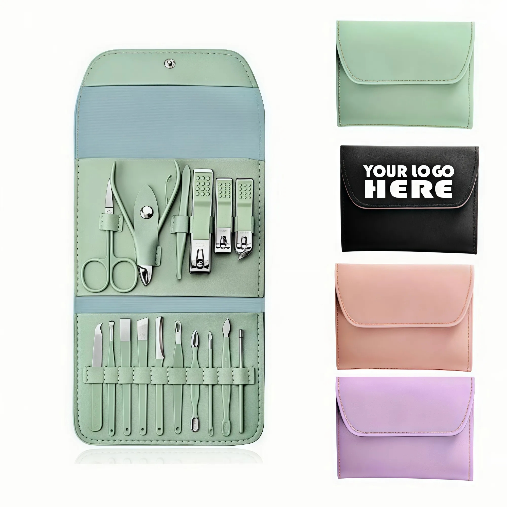16 Pieces Leather Manicure Kit