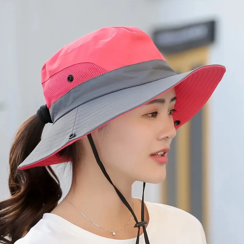 UV Protection Bucket Fishing Hat with Ponytail-Hole 2
