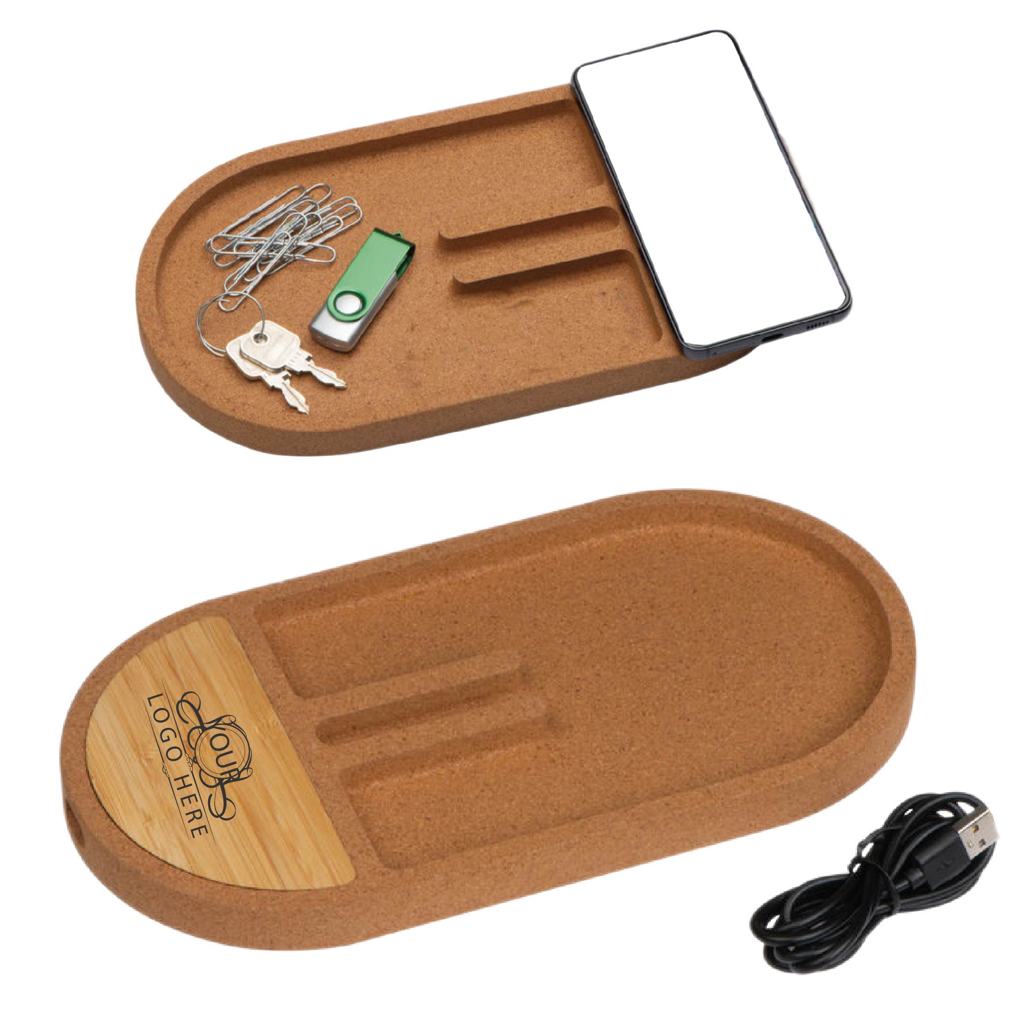 Cork Wireless Charging Pad Desktop Organizer 1
