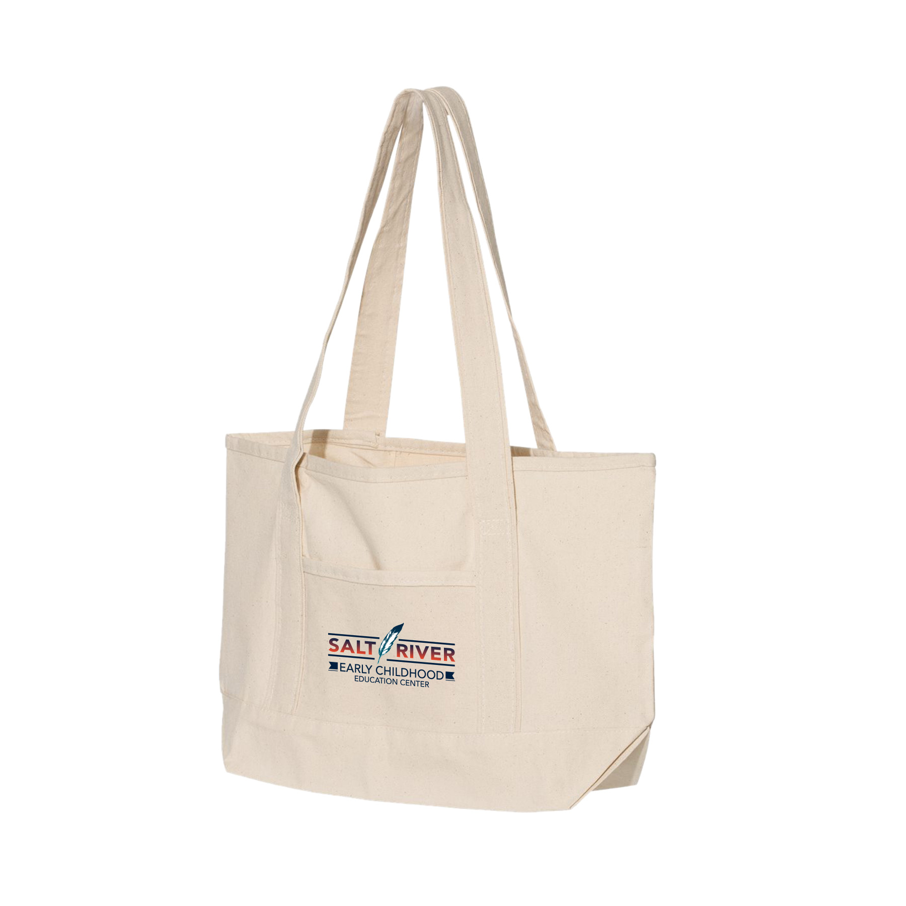 12 oz. Small Natural Heavy Canvas Deluxe Pocket Tote Bag_R116NBT 1