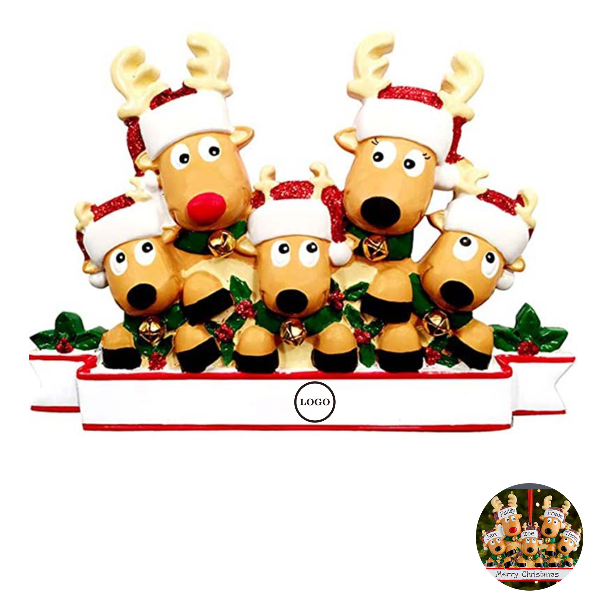 Personalized Resin Reindeer Christmas Ornament 1