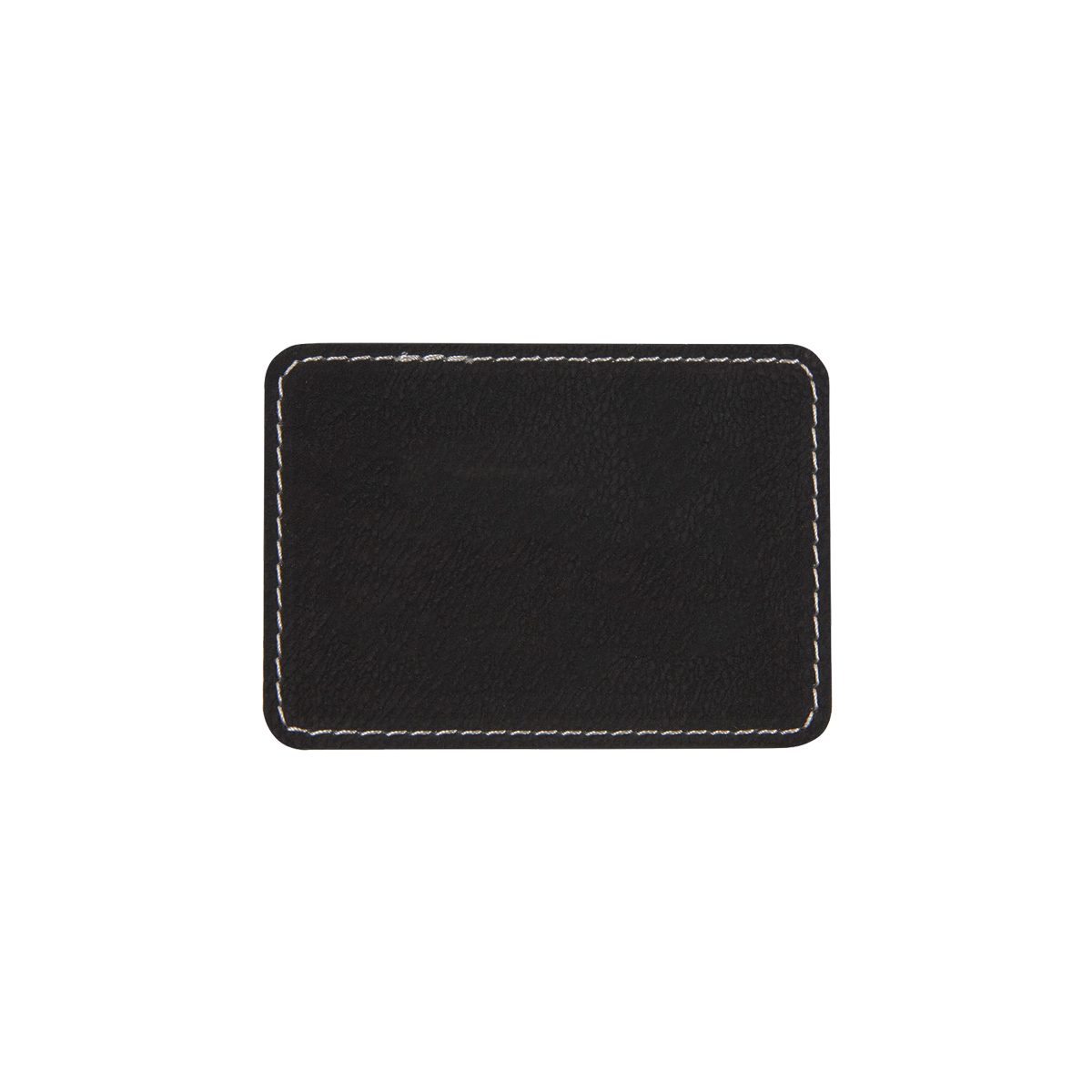 3" x 2" Black/Silver Leatherette Rectangular Patch with Adhesive 2