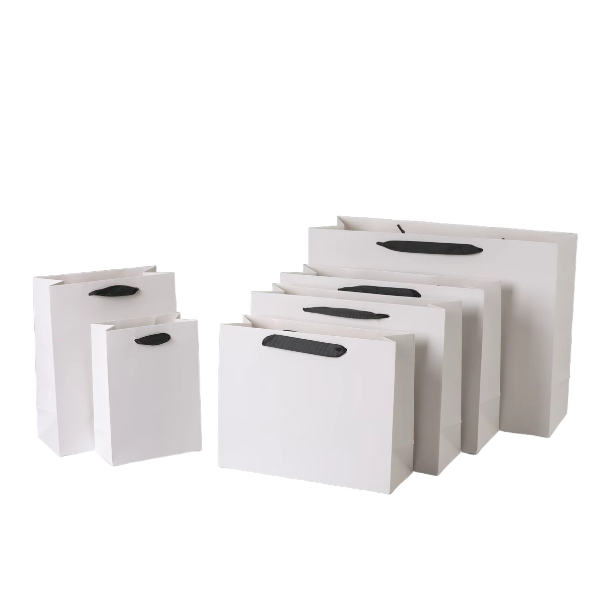 Matte White Cardboard Tote Bag W/ Woven Handles 1