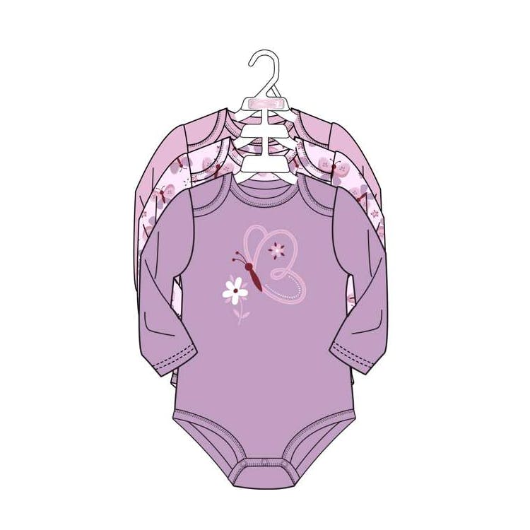 3pk Girls Long Sleeve Creepers Size 0-9M 2