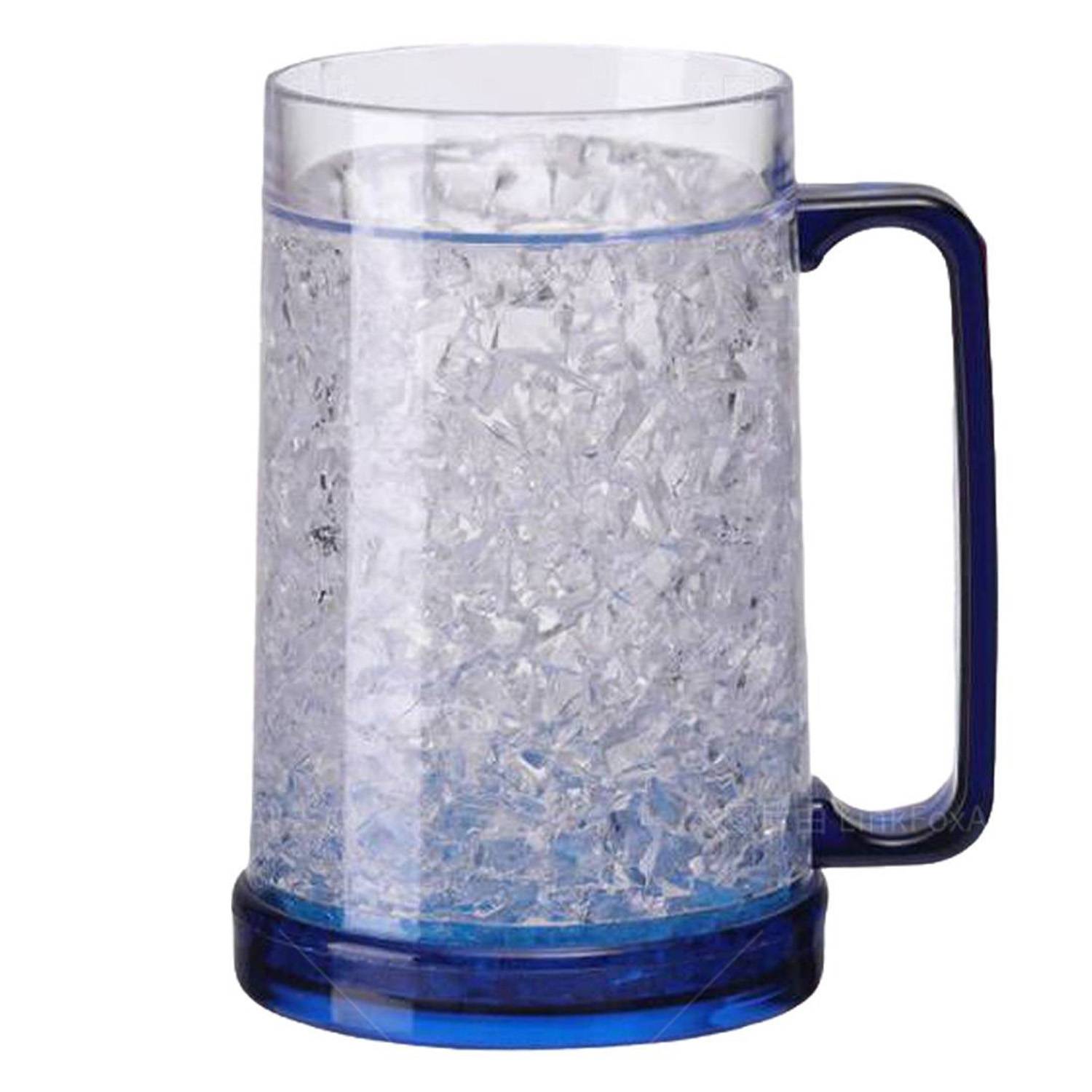 16 oz Plastic Double Wall Freezer Frosted Beer Mugs 15
