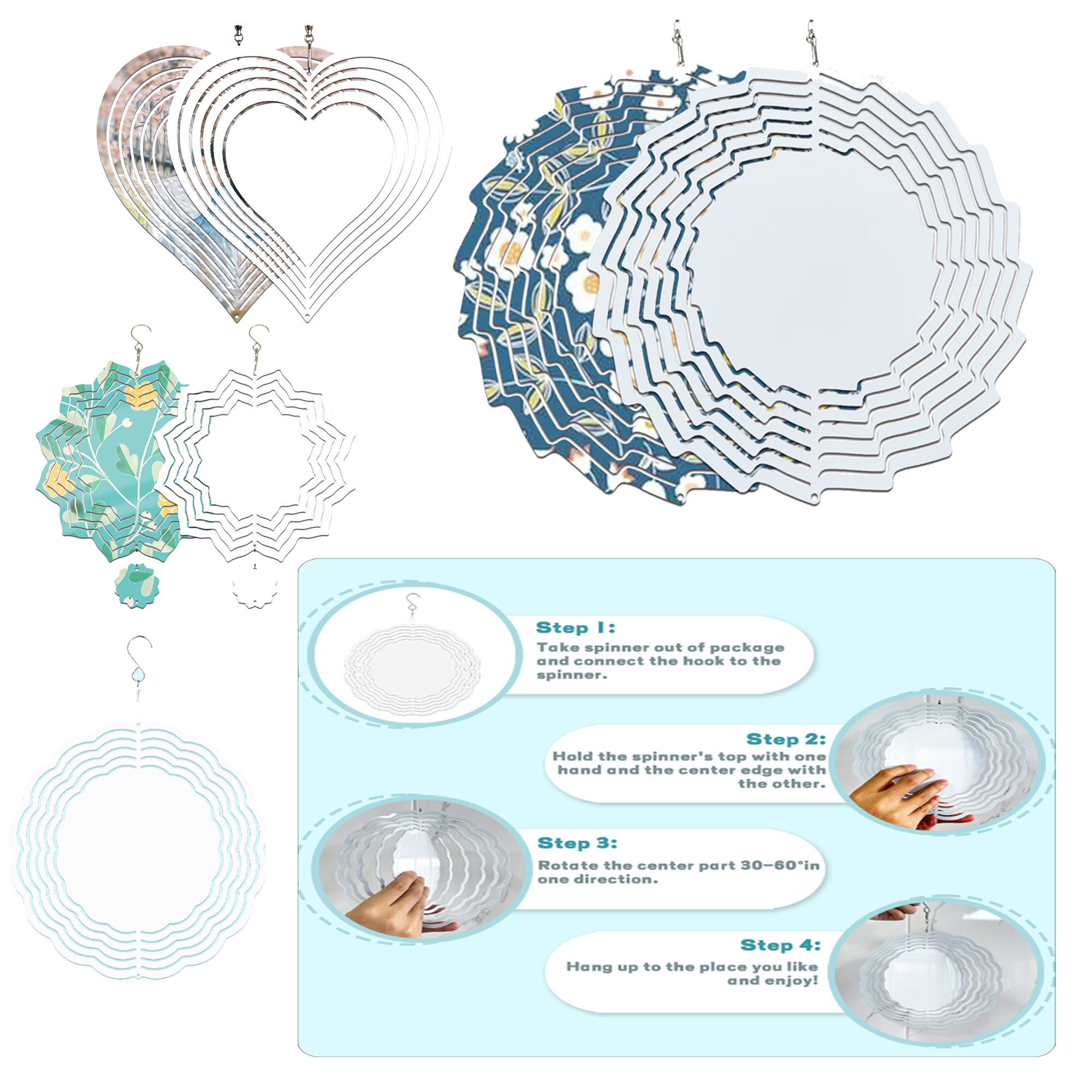 MOQ200 Colorful Heat Transfer Wind Chime Pendant 2