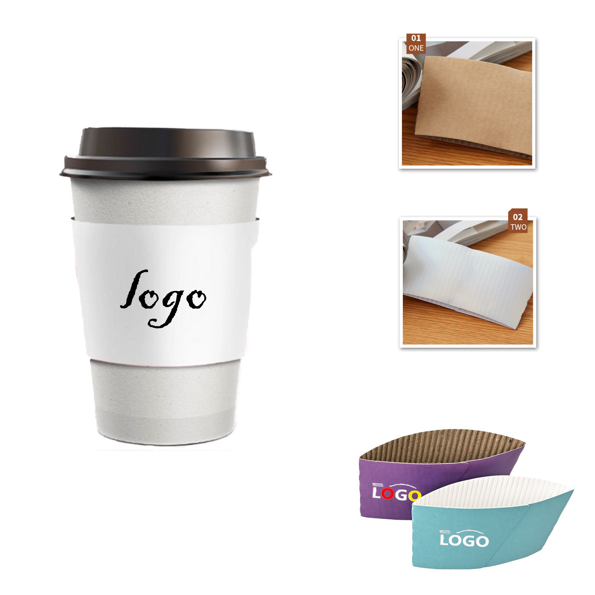 MOQ250 Corrugated Cup Sleeves for Hot and Cold Drinks 1