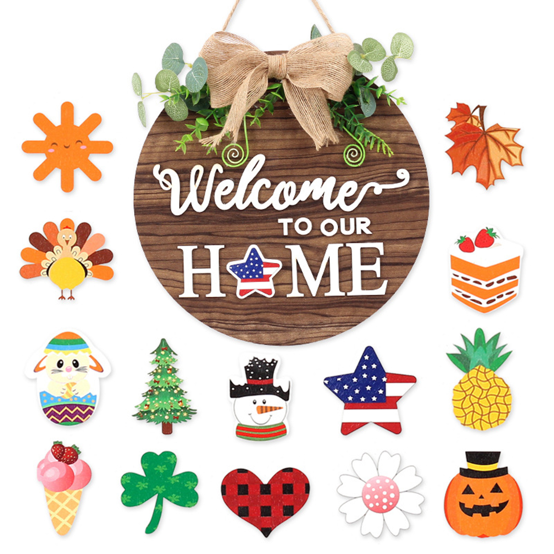 Seasonal Welcome Sign Front Door Decoration 1