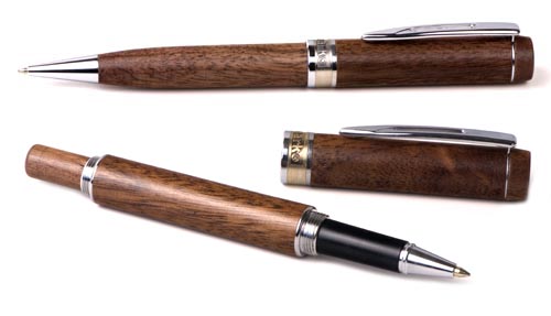 Inforest Flat Top Wood Ballpoint Pen and Rollerball Set 1