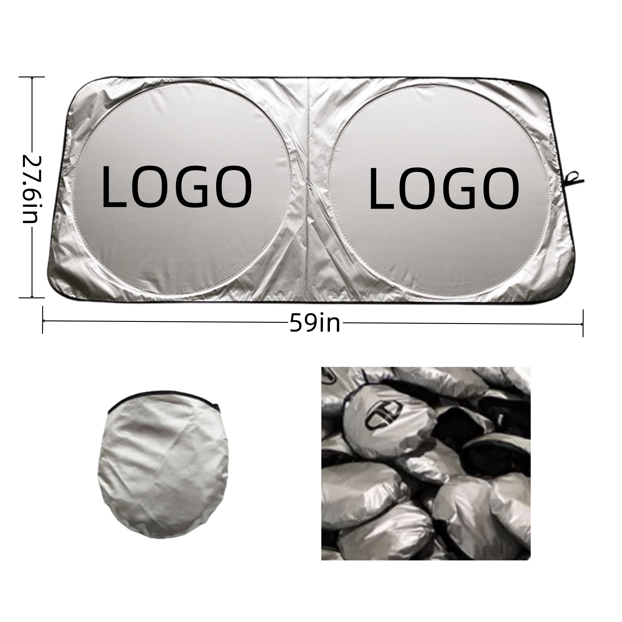 Foldable Car Windshield Sunshade With Storage Pocket 2