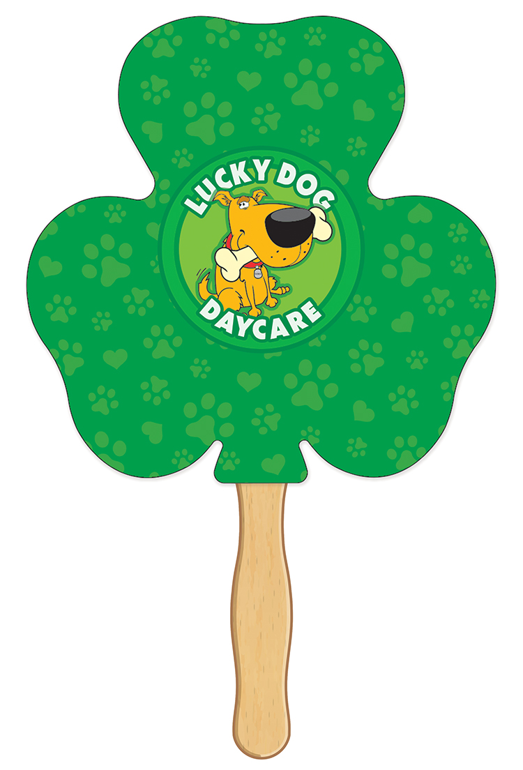 HAND FANS - Full Color, Shamrock Shaped Hand Fan 2
