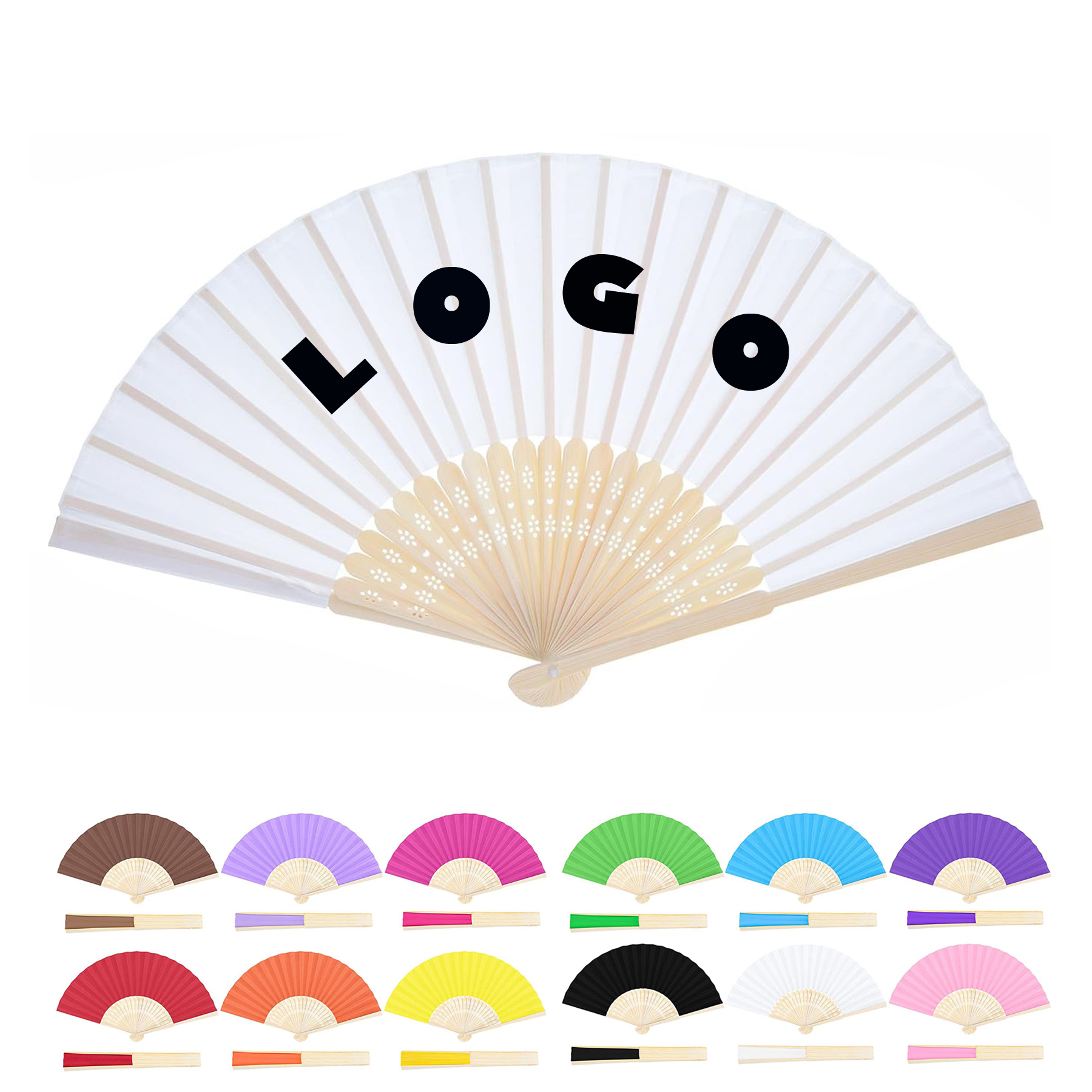 Full Color Bamboo Paper Hand Folding Fan 2