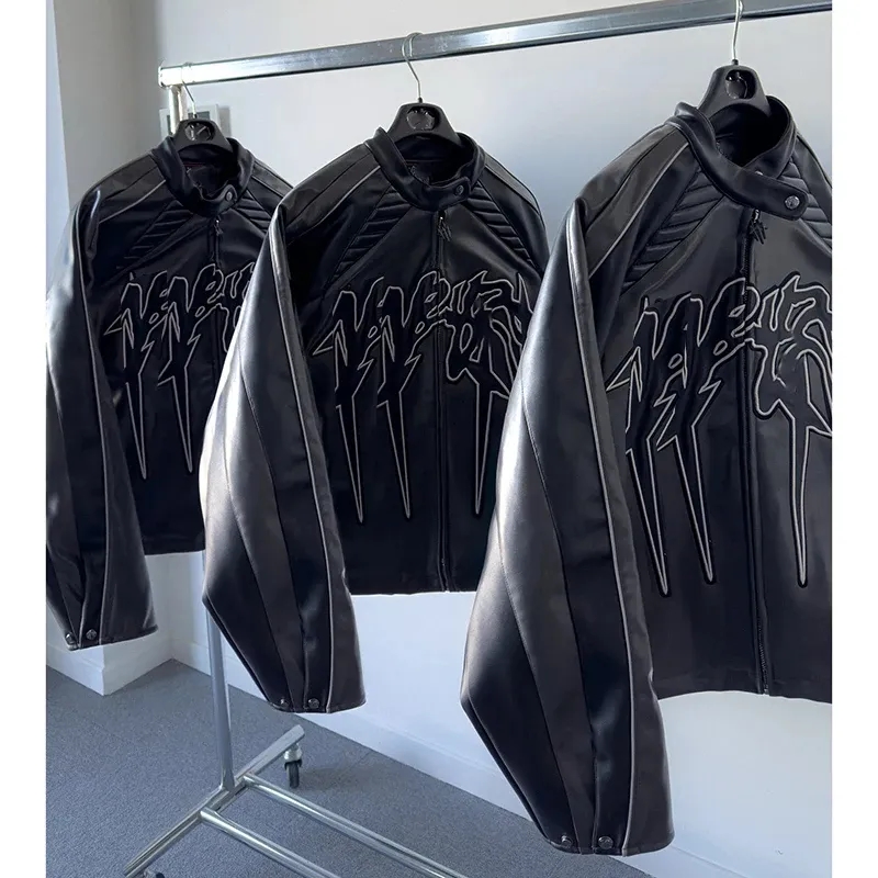 Custom Winter Thick Embroidery Motorcycle Jacket 2