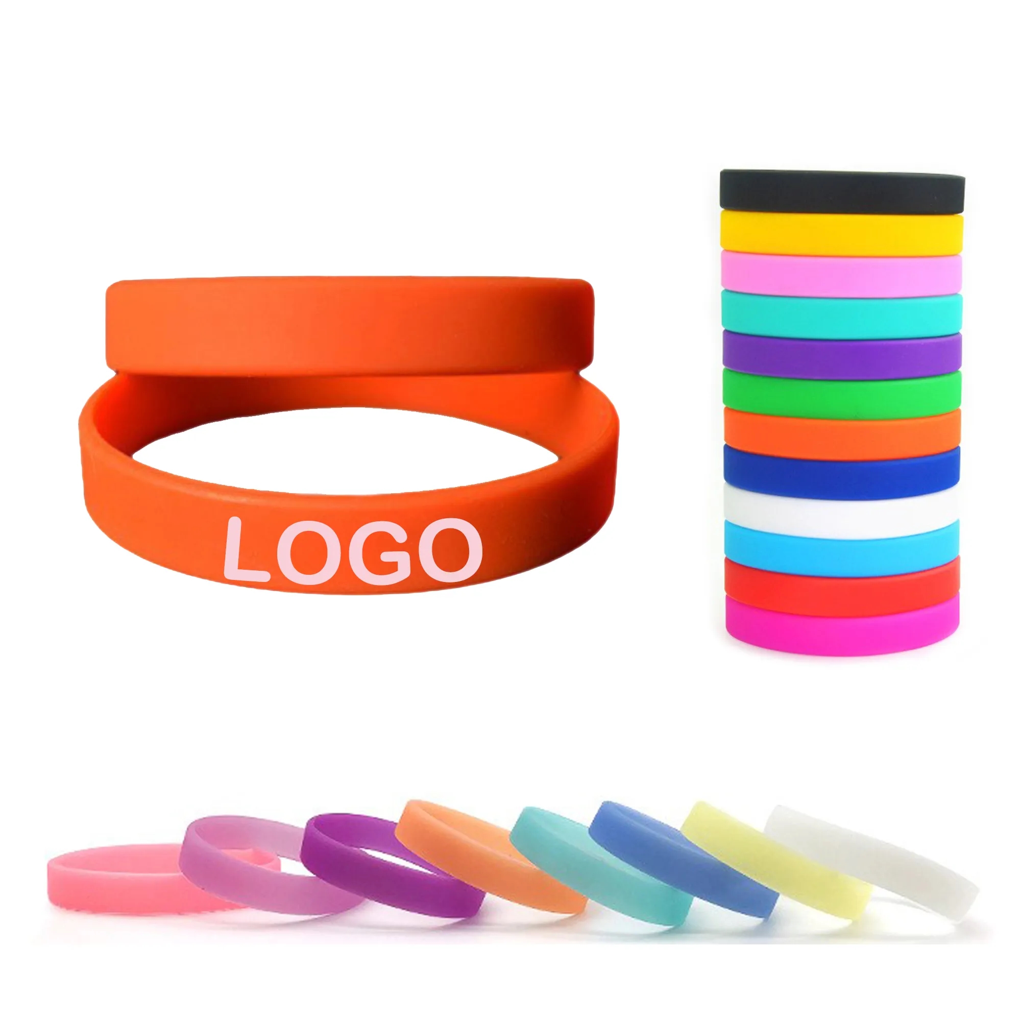 Silicone Wristbands Rubber Bracelet MOQ 50Pcs 2