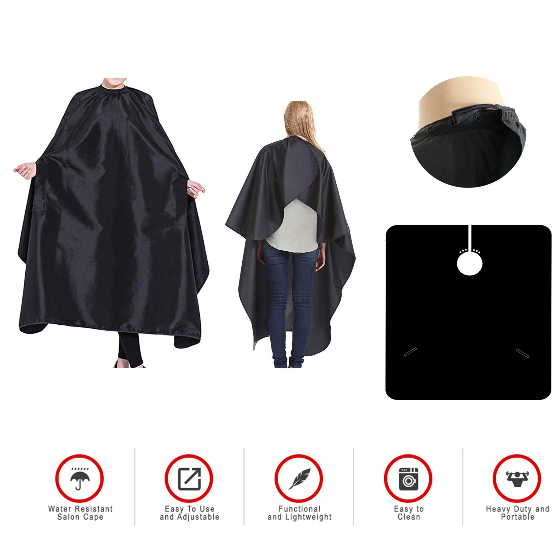 Hair Salon Nylon Cape with Snap Closure 2