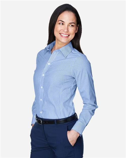 Women's Crown Collection® Banker Stripe Woven Dress Shirt - D645W 12
