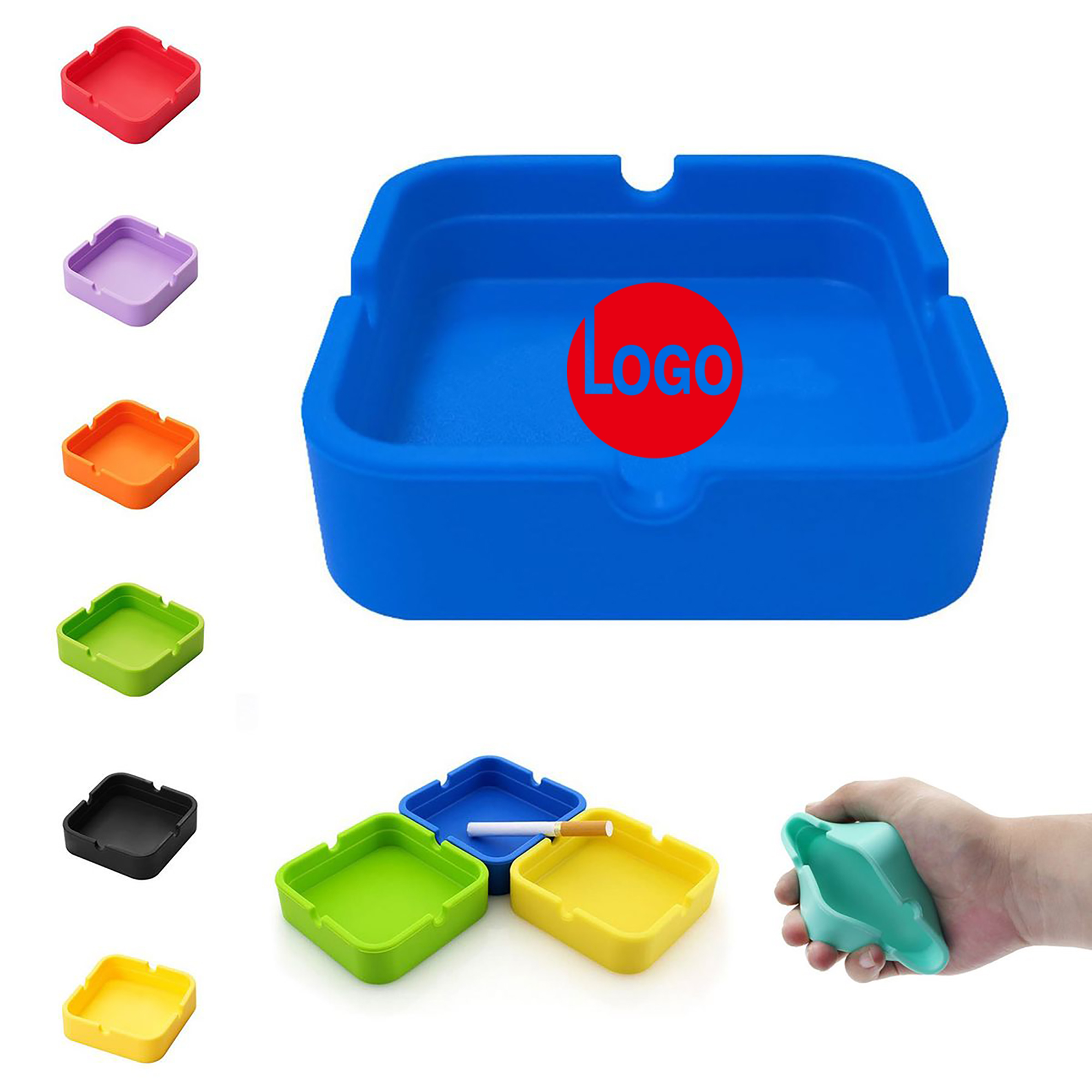 Silicone Square Ashtray with Cigarette Grooves 5
