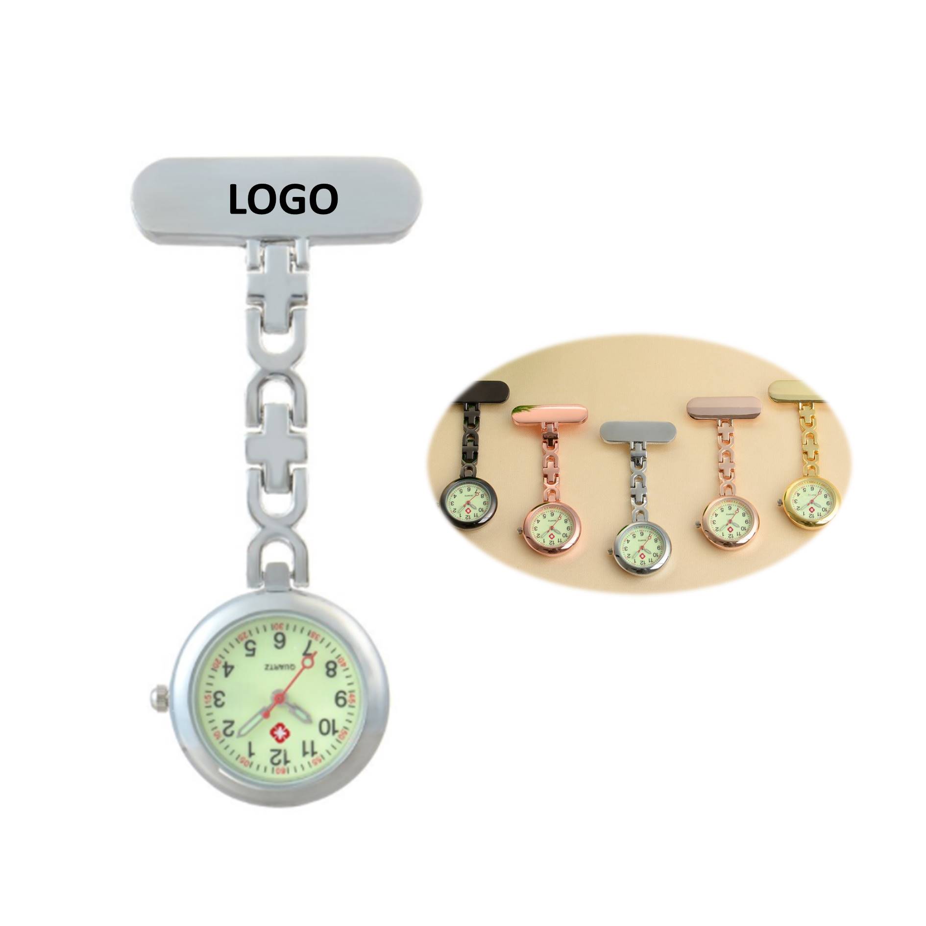 Luminous Medical Clip Alloy Brooch Nurse Watch 2