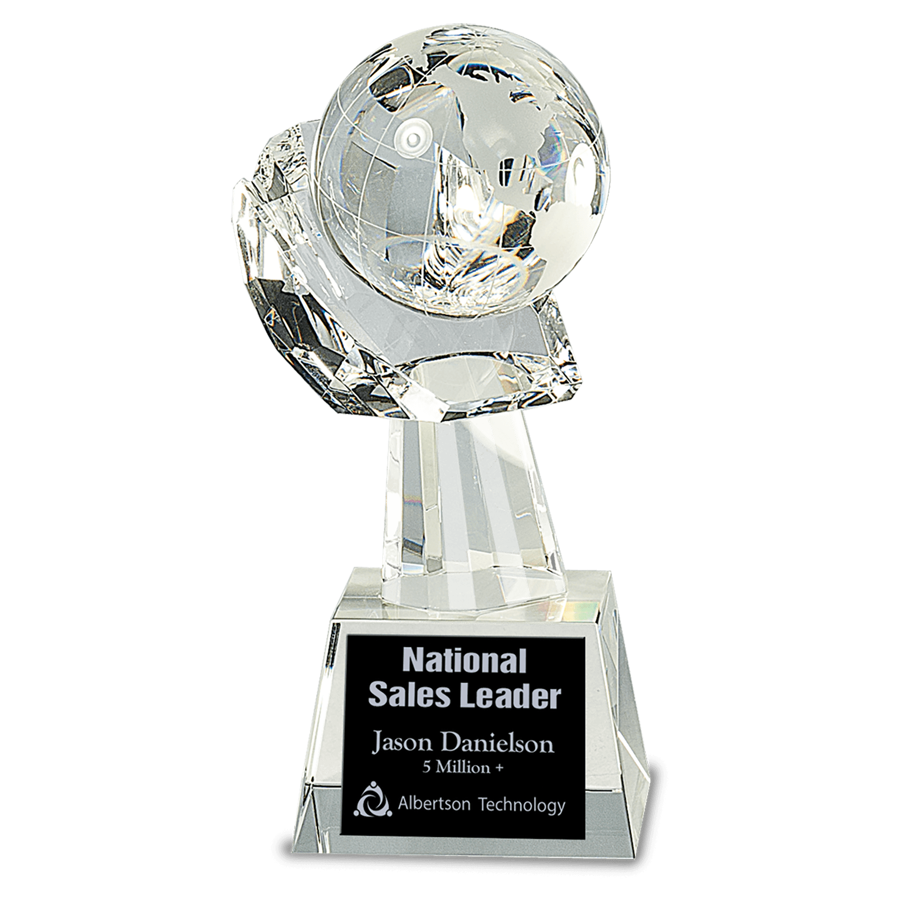 8" Clear Crystal Globe In Hand 2