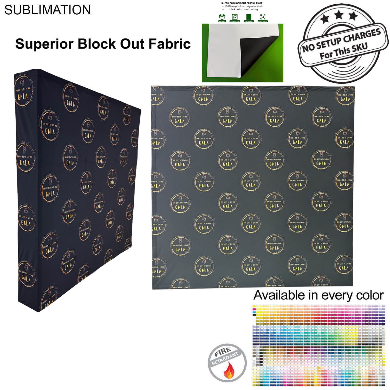 7.5' Straight Wall Tension Fabric Pop-up Display Kit with Wrap End Caps, Superior Block Out Fabric 8