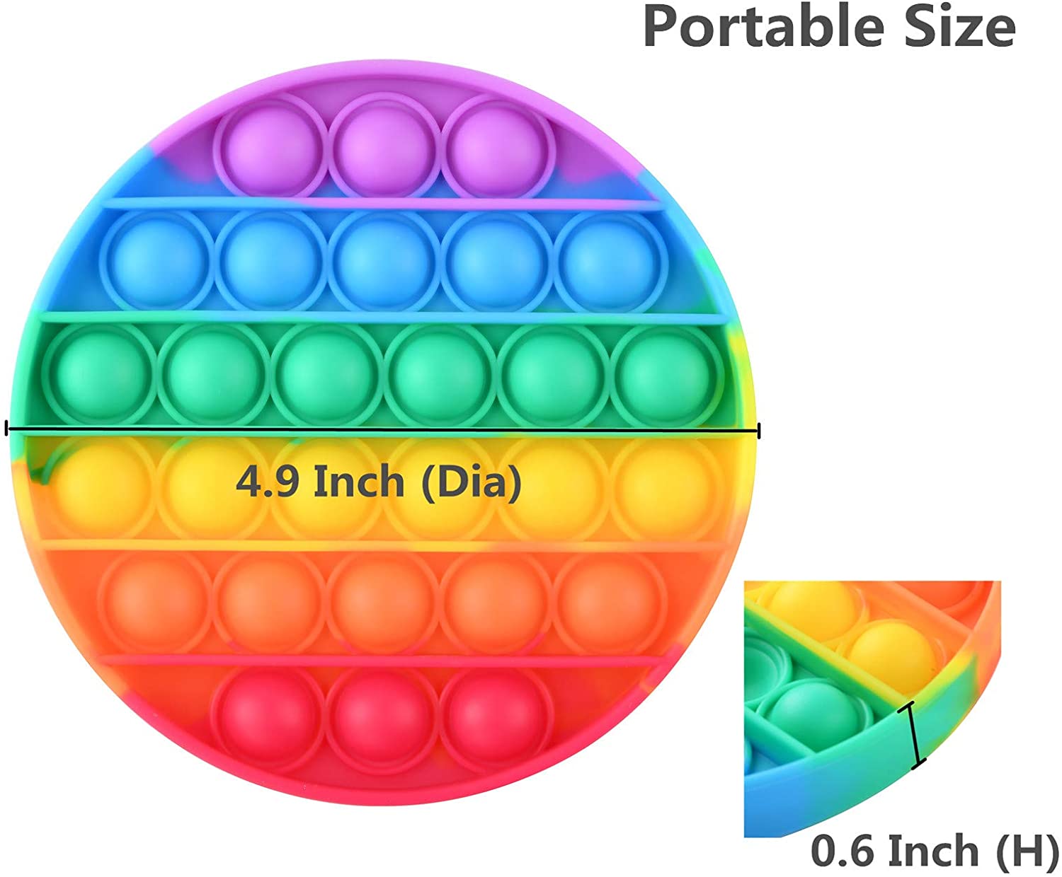 Round Shape Rainbow Color Push Pop Bubble Sensory Fidget Toy 9